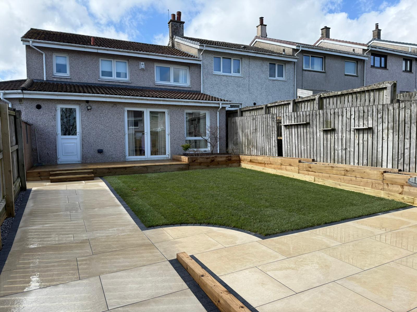 Artificial grass installation with edging, East Kilbride